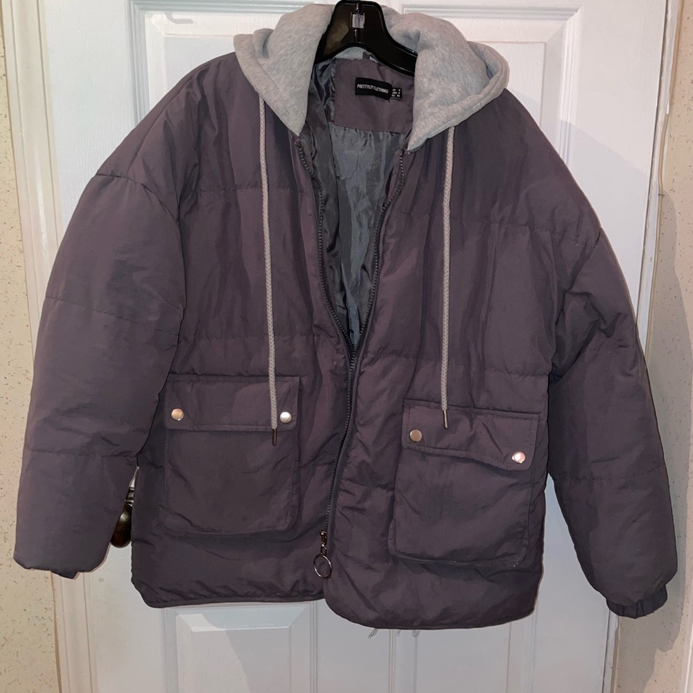 prettylittlething grey jacket size 4